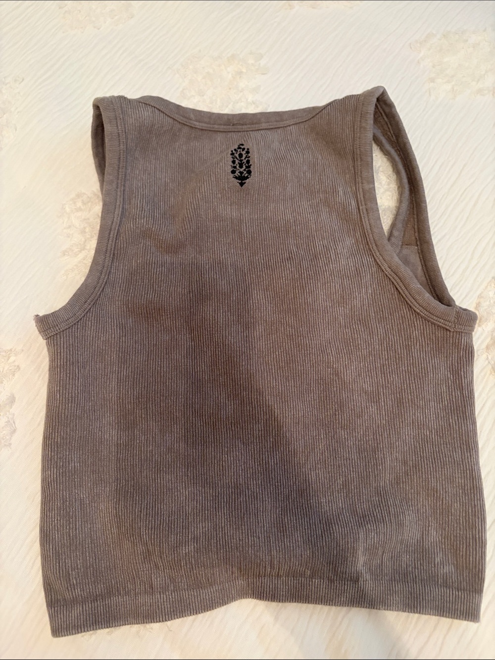 Ribbed Henley Tank Top in Gray Free People Movement - Picture 2 of 2